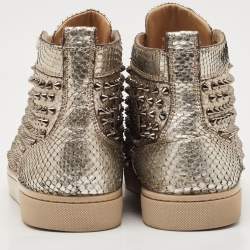 Christian Louboutin White Leather Louis Spikes High Top Sneakers Size 43.5
