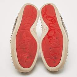 Christian Louboutin White Leather Louis Spikes High Top Sneakers Size 43.5