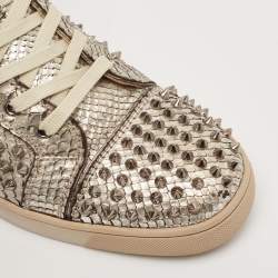 Christian Louboutin White Leather Louis Spikes High Top Sneakers Size 43.5