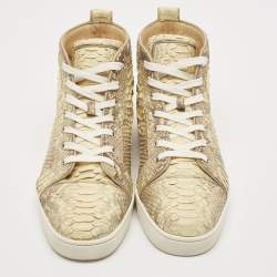 Christian Louboutin Beige Python Leather Rantus Orlato High Top Sneakers Size 44.5