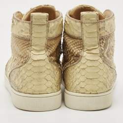 Christian Louboutin Beige Python Leather Rantus Orlato High Top Sneakers Size 44.5