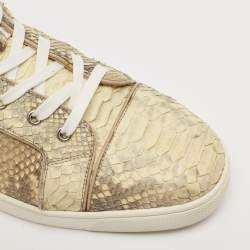 Christian Louboutin Beige Python Leather Rantus Orlato High Top Sneakers Size 44.5