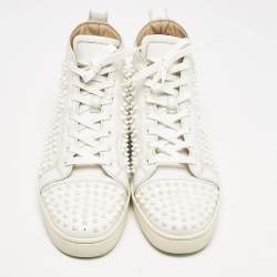 Christian Louboutin White Leather Louis Spike High Top Sneakers Size 44.5 
