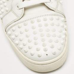 Christian Louboutin White Leather Louis Spike High Top Sneakers Size 44.5 