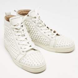 Christian Louboutin White Leather Louis Spike High Top Sneakers Size 44.5 