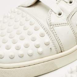 Christian Louboutin White Leather Louis Spike High Top Sneakers Size 44.5 