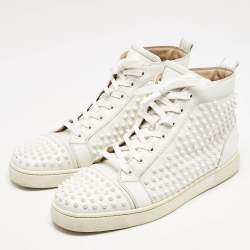 Christian Louboutin White Leather Louis Spike High Top Sneakers Size 44.5 