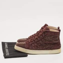 Christian Louboutin Purple Suede Strass Louis High Top Sneakers Size 44.5