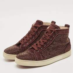 Christian Louboutin Purple Suede Strass Louis High Top Sneakers Size 44.5
