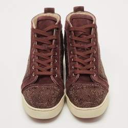 Christian Louboutin Purple Suede Strass Louis High Top Sneakers Size 44.5