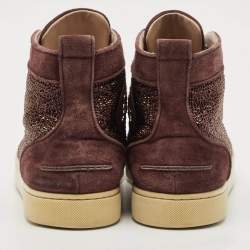 Christian Louboutin Purple Suede Strass Louis High Top Sneakers Size 44.5