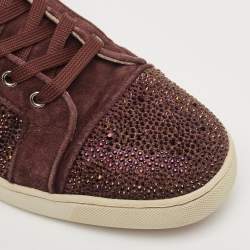 Christian Louboutin Purple Suede Strass Louis High Top Sneakers Size 44.5