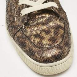 Christian Louboutin Brown Python Embossed Leather Louis High Top Sneakers Size 43.5