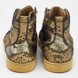 Christian Louboutin Beige Python Leather Rantus Orlato High Top Sneakers Size 44