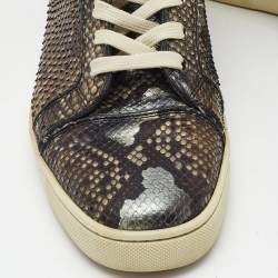Christian Louboutin Beige Python Leather Rantus Orlato High Top Sneakers Size 44