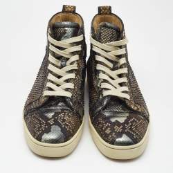 Christian Louboutin Beige Python Leather Rantus Orlato High Top Sneakers Size 44