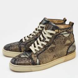 Christian Louboutin Beige Python Leather Rantus Orlato High Top Sneakers Size 44
