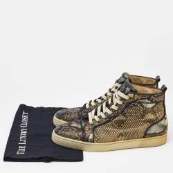 Christian Louboutin Beige Python Leather Rantus Orlato High Top Sneakers Size 44