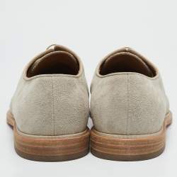 Christian Louboutin Grey/Beige Suede and Leather Oxfords Size 44.5