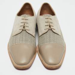 Christian Louboutin Grey/Beige Suede and Leather Oxfords Size 44.5