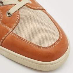 Christian Louboutin Two Tone Canvas And Leather Louis Orlato  High Top Sneakers Size 45