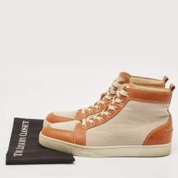 Christian Louboutin Two Tone Canvas And Leather Louis Orlato  High Top Sneakers Size 45