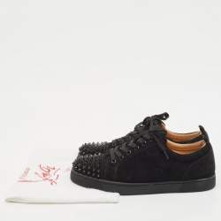 Christian Louboutin Black Suede Louis Junior Spikes Sneakers Size 42