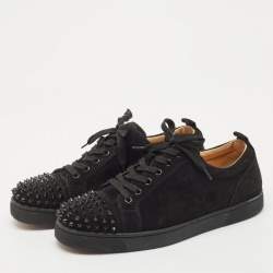 Christian Louboutin Black Suede Louis Junior Spikes Sneakers Size 42