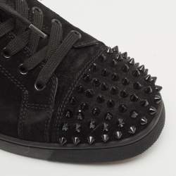 Christian Louboutin Black Suede Louis Junior Spikes Sneakers Size 42
