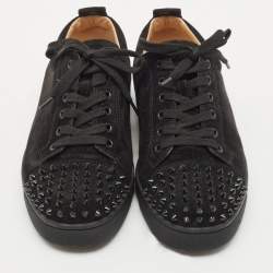 Christian Louboutin Black Suede Louis Junior Spikes Sneakers Size 42