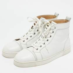 Christian Louboutin White Leather Louis High Top Sneakers Size 43 