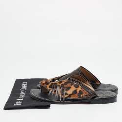 Christian Louboutin Brown Calf Hair and Leather Thong Flats Size 43.5