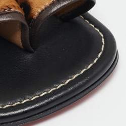 Christian Louboutin Brown Calf Hair and Leather Thong Flats Size 43.5