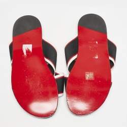 Christian Louboutin Black Canvas Hot Cross Flat Slides Size 43
