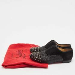Christian Louboutin Black Strass and Suede Alpha Spike Oxfords Size 36