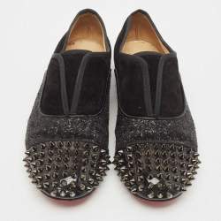 Christian Louboutin Black Strass and Suede Alpha Spike Oxfords Size 36