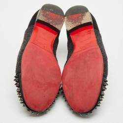 Christian Louboutin Black Strass and Suede Alpha Spike Oxfords Size 36