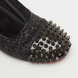 Christian Louboutin Black Strass and Suede Alpha Spike Oxfords Size 36