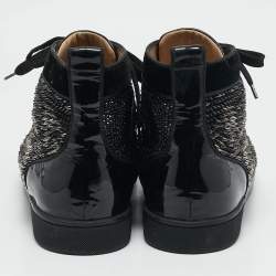 Pre Owned Christian Louboutin Black Suede Lou Pik Pik 2 Strass Orlato Sneakers Size 45.5