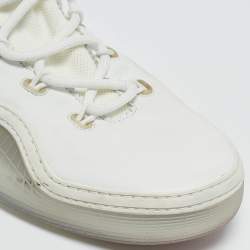 Pre Owned Christian Louboutin White Leather and Knit Fabric Arpoador Donna Sneakers Size 45