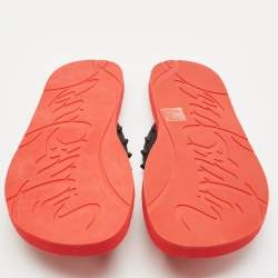 Christian Louboutin Red/Black Rubber Loubi Spike Flip Flops Size 44