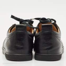 Christian Louboutin Black Leather Louis Junior Spikes Low Top Sneakers Size 40.5