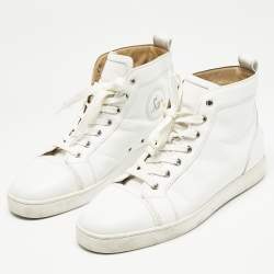 Christian Louboutin White Leather Louis High Top Sneakers Size 43