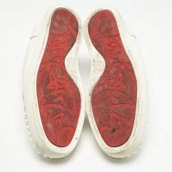 Christian Louboutin White Leather Louis Junior Spikes Lace Up Sneakers Size 45.5