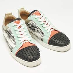 Christian Louboutin Multicolor Leather and Suede Louis Junior Spikes Lace Up Sneakers Size 46