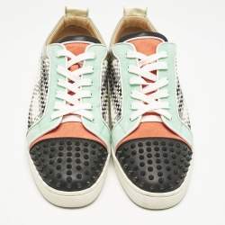 Christian Louboutin Multicolor Leather and Suede Louis Junior Spikes Lace Up Sneakers Size 46