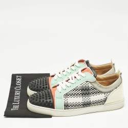 Christian Louboutin Multicolor Leather and Suede Louis Junior Spikes Lace Up Sneakers Size 46