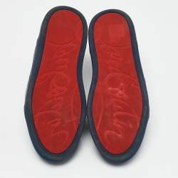 Christian Louboutin Navy Blue Leather and Suede Aurelien Low Top Sneakers Size 41.5