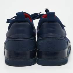 Christian Louboutin Navy Blue Leather and Suede Aurelien Low Top Sneakers Size 41.5