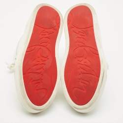 Christian Louboutin White Leather Rankick High Top Sneakers Size 42